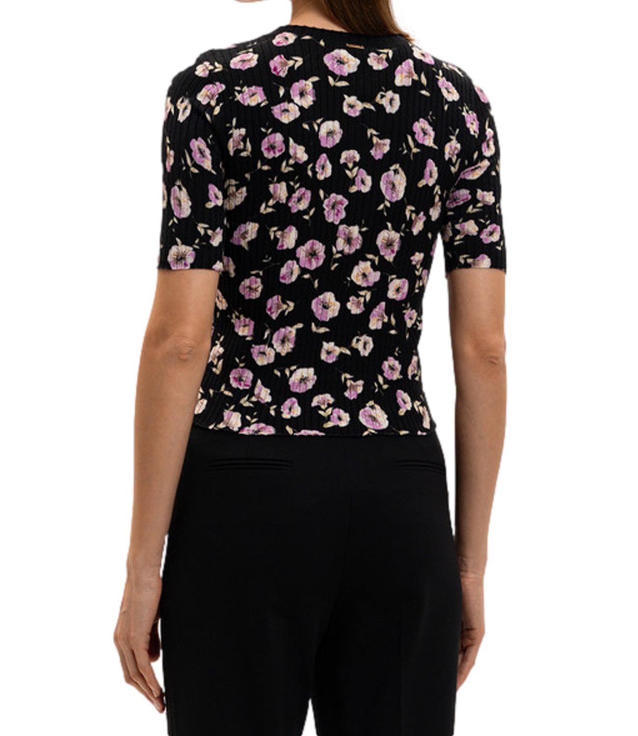 Twinset Maglia Fiore Black/Rose Donna