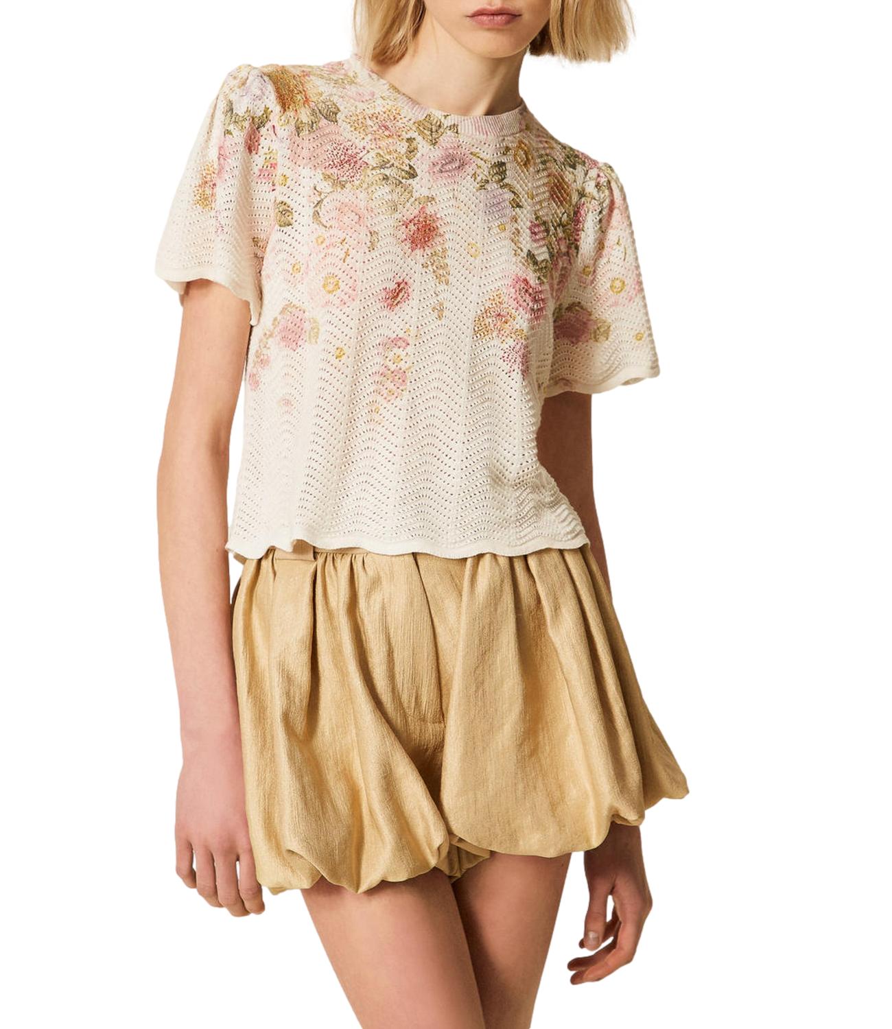 Twinset Maglia Panna Floreale Donna