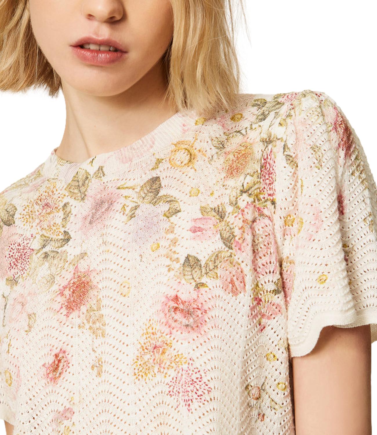 Twinset Maglia Panna Floreale Donna