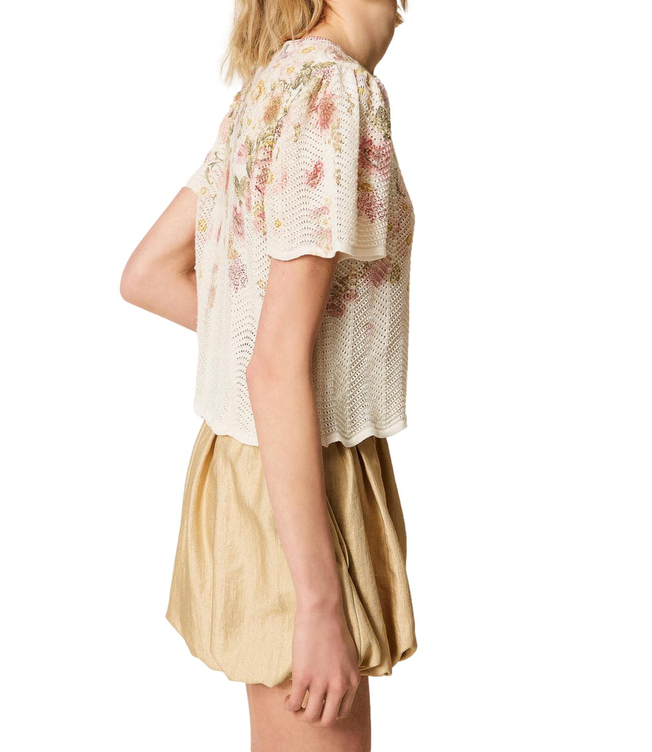 Twinset Maglia Panna Floreale Donna