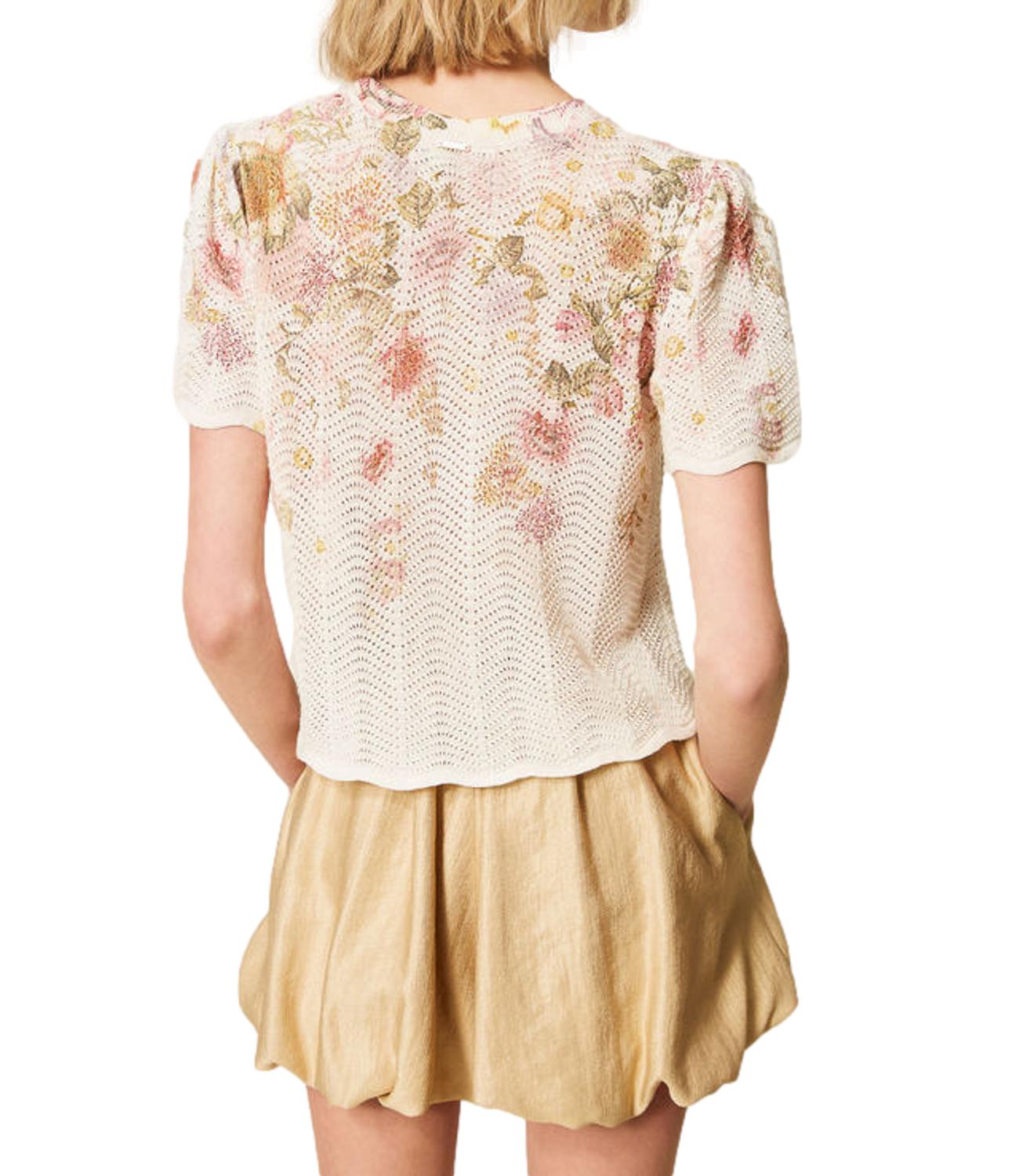 Twinset Maglia Panna Floreale Donna