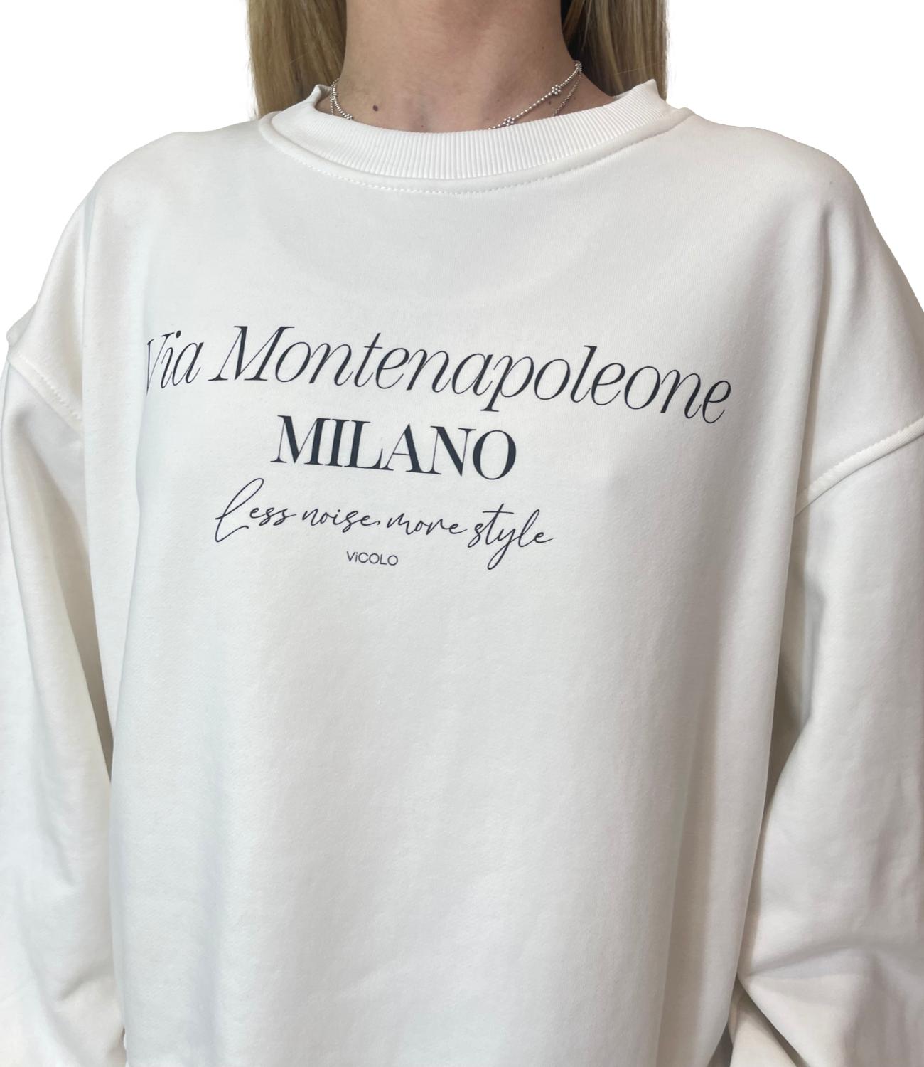 Vicolo Felpa Over Bianca Donna