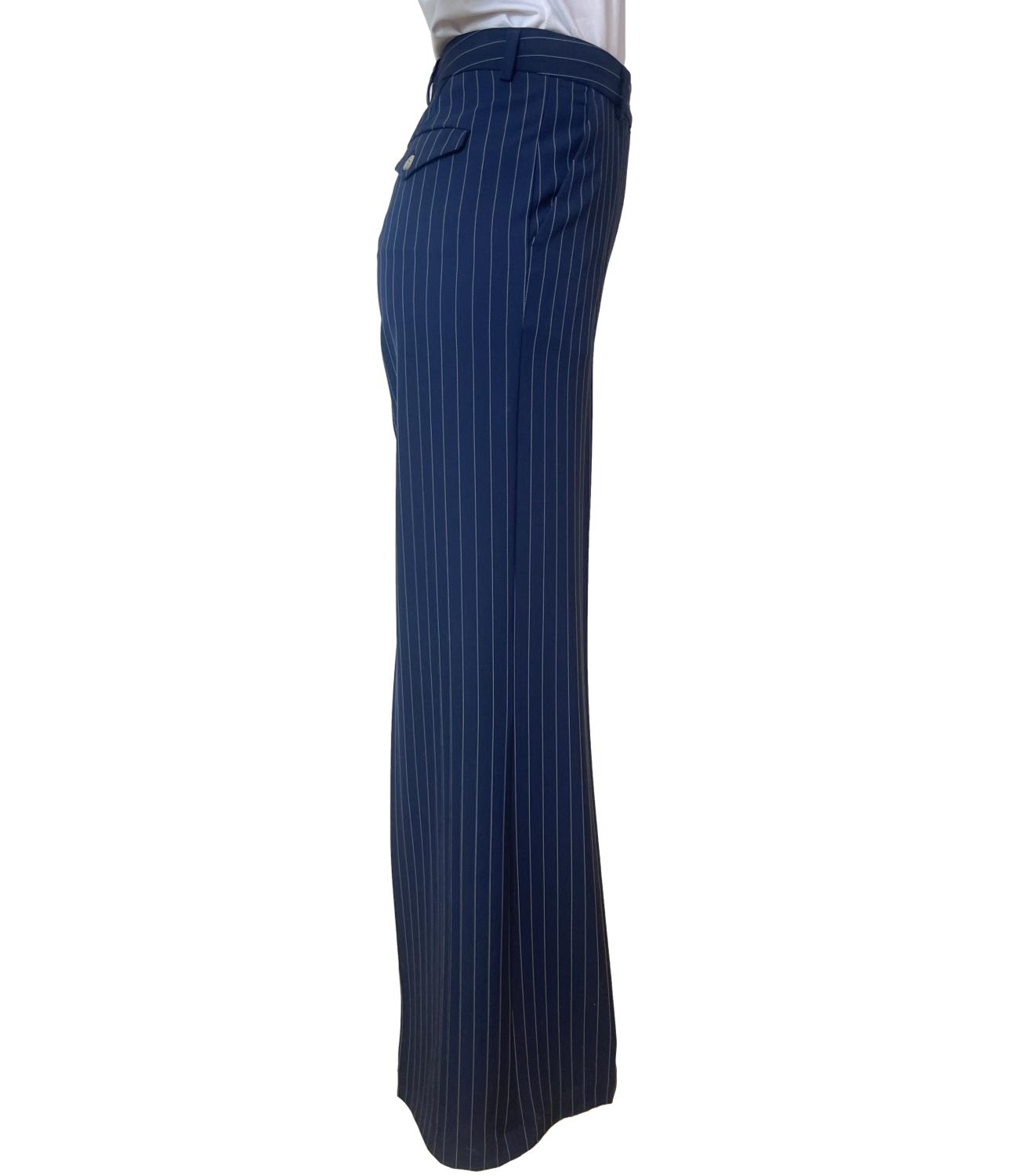 Vicolo Pantalone Gessato Blu Donna