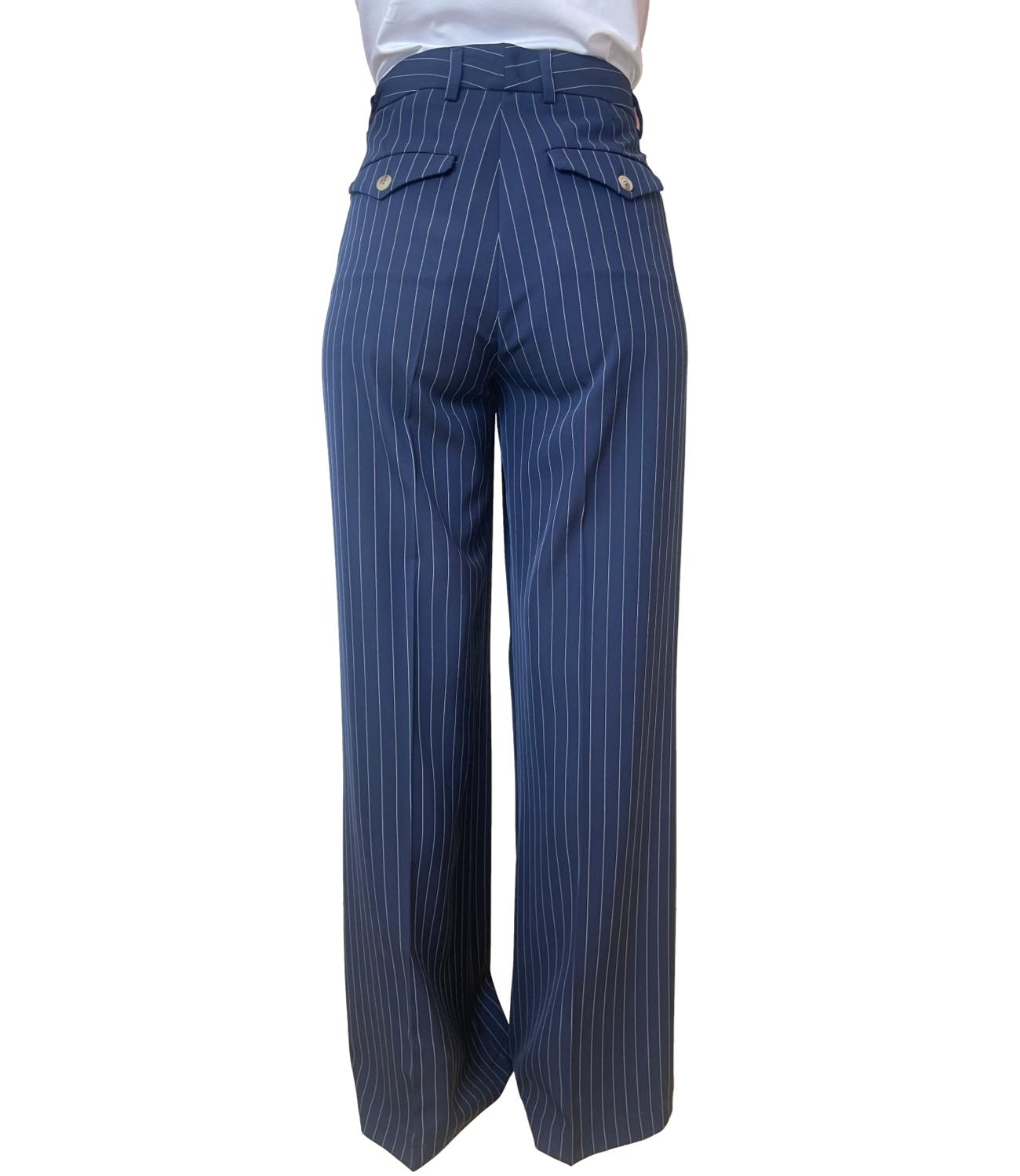 Vicolo Pantalone Gessato Blu Donna