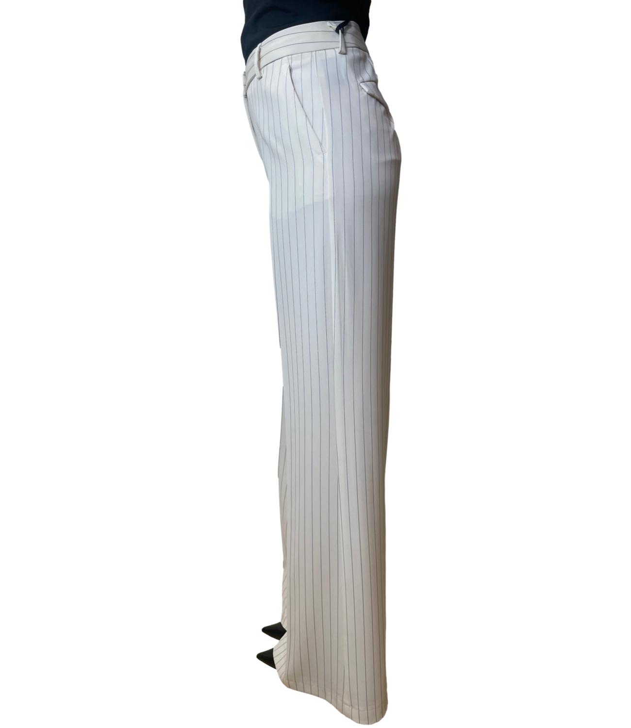 Vicolo Pantalone Gessato Burro Donna