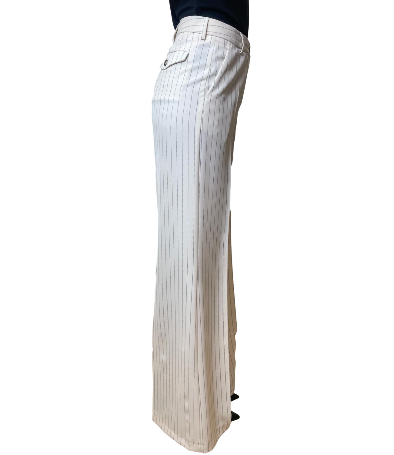 Vicolo Pantalone Gessato Burro Donna