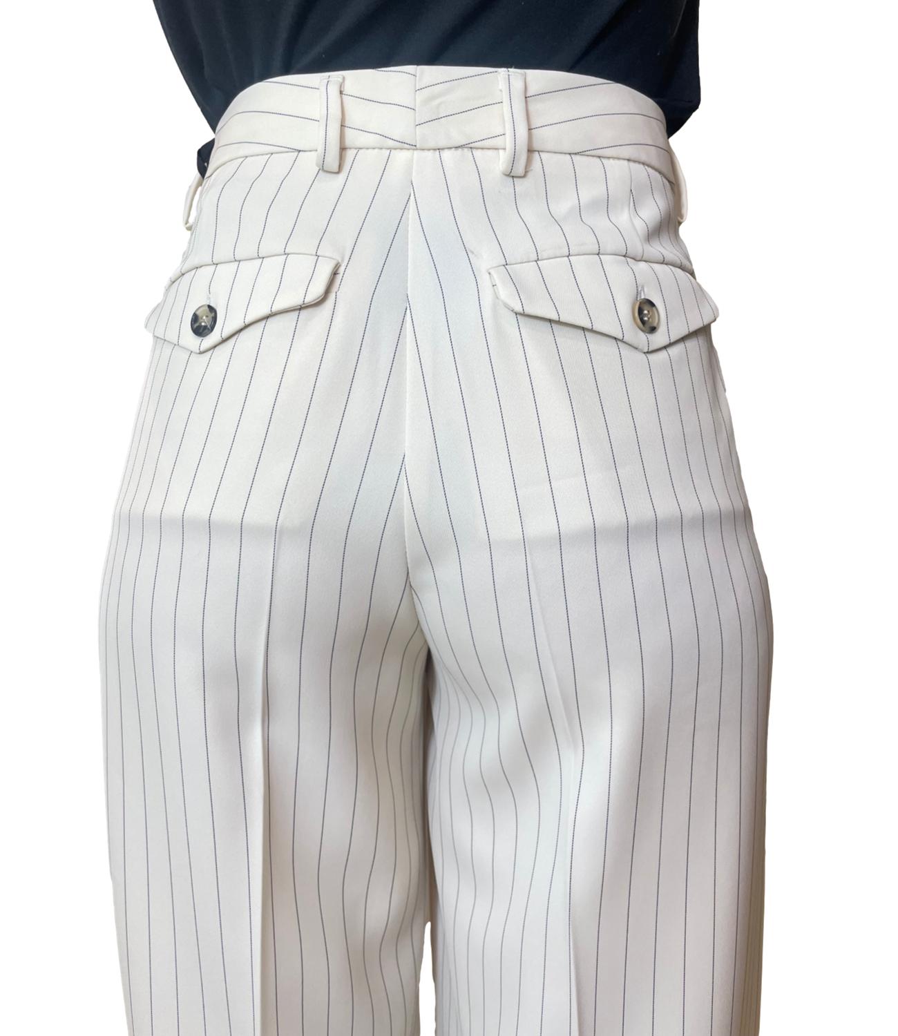 Vicolo Pantalone Gessato Burro Donna