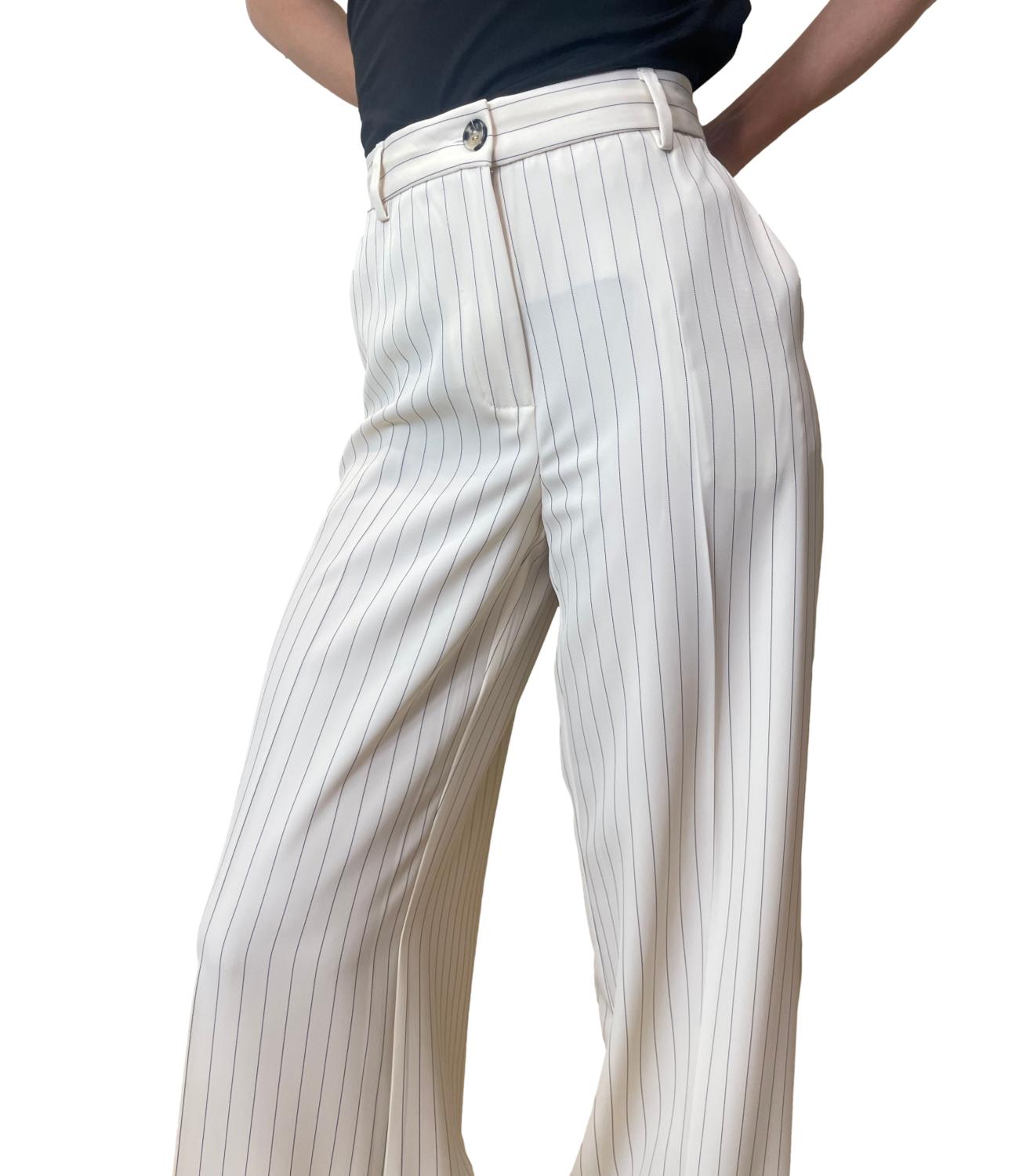 Vicolo Pantalone Gessato Burro Donna