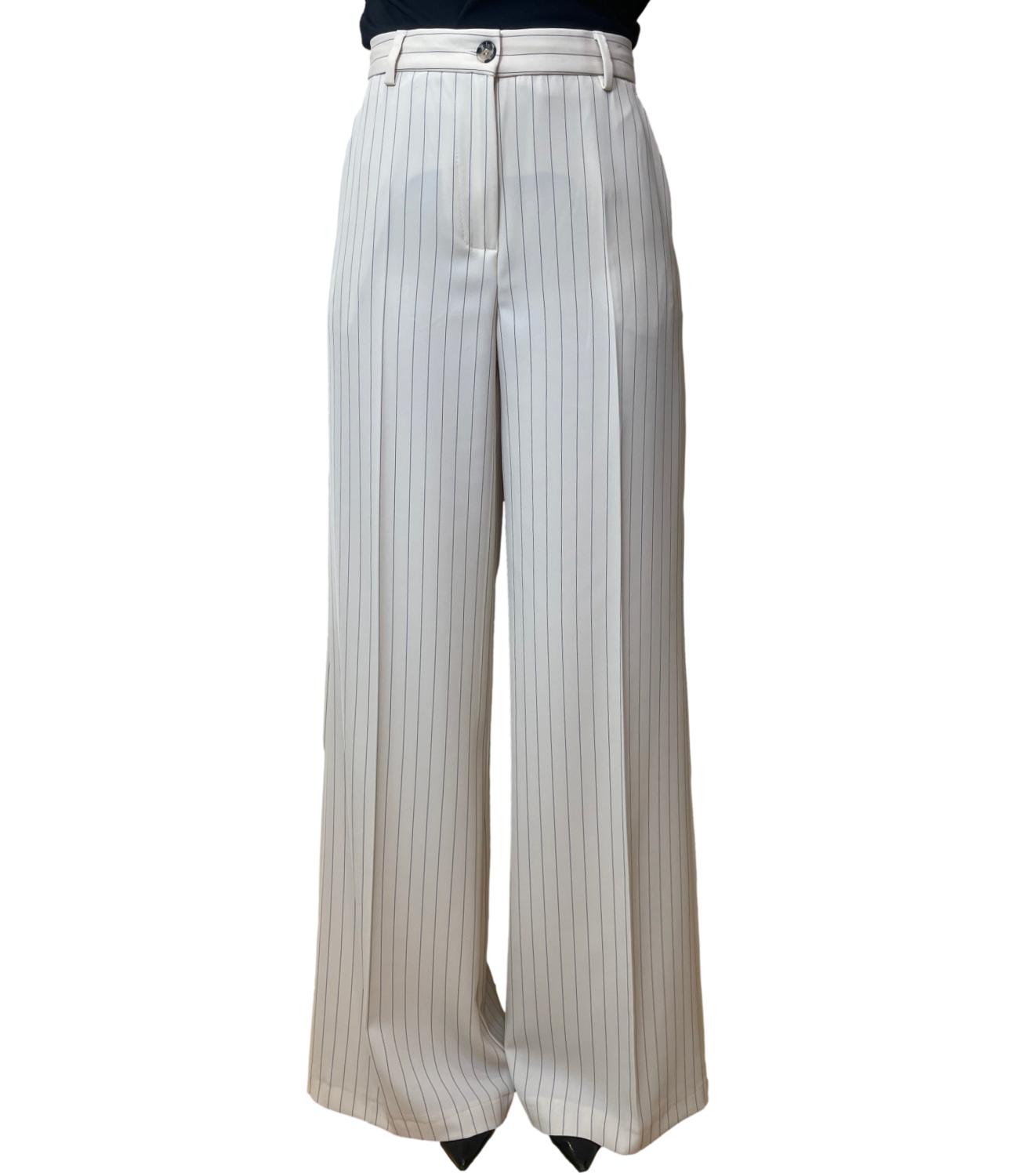 Vicolo Pantalone Gessato Burro Donna