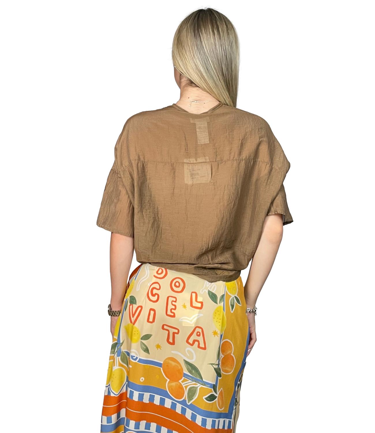 Vicolo Top Camicia Marrone Donna