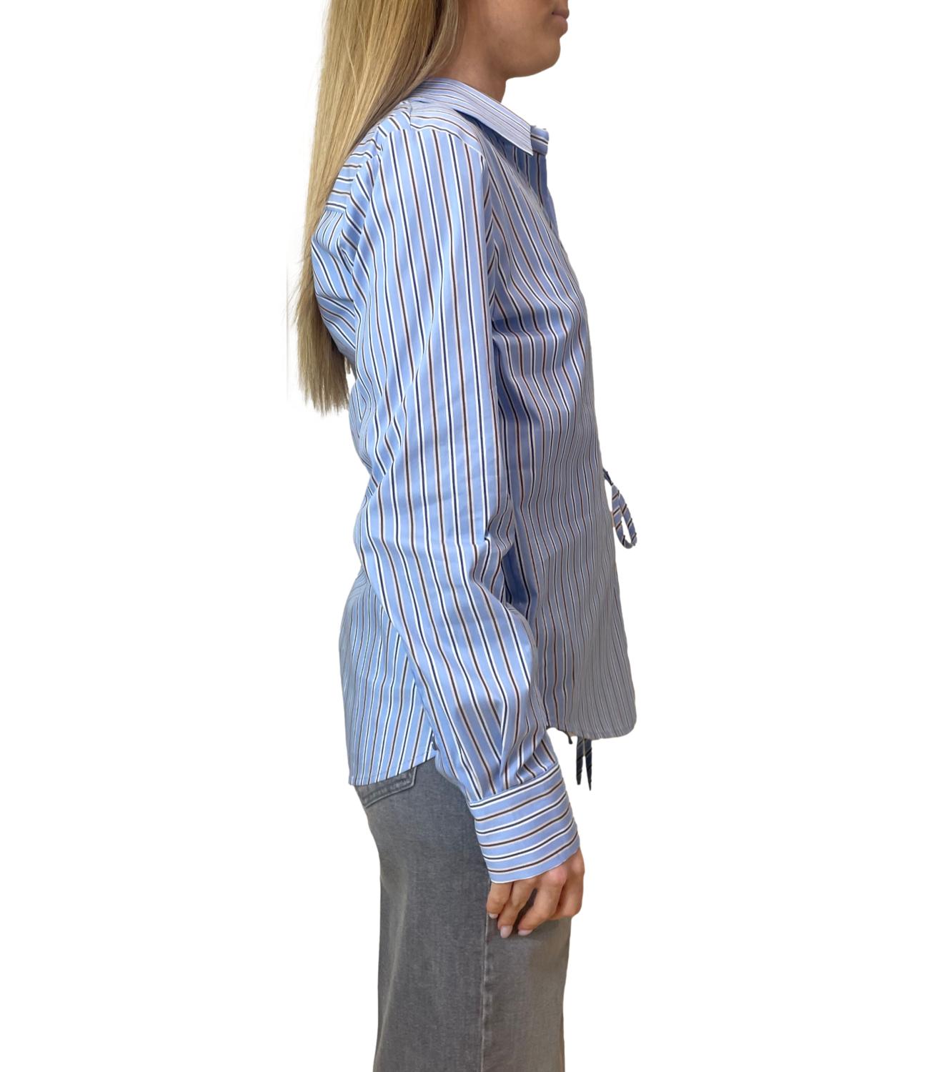 Vicolo Top Celeste Rigato Donna