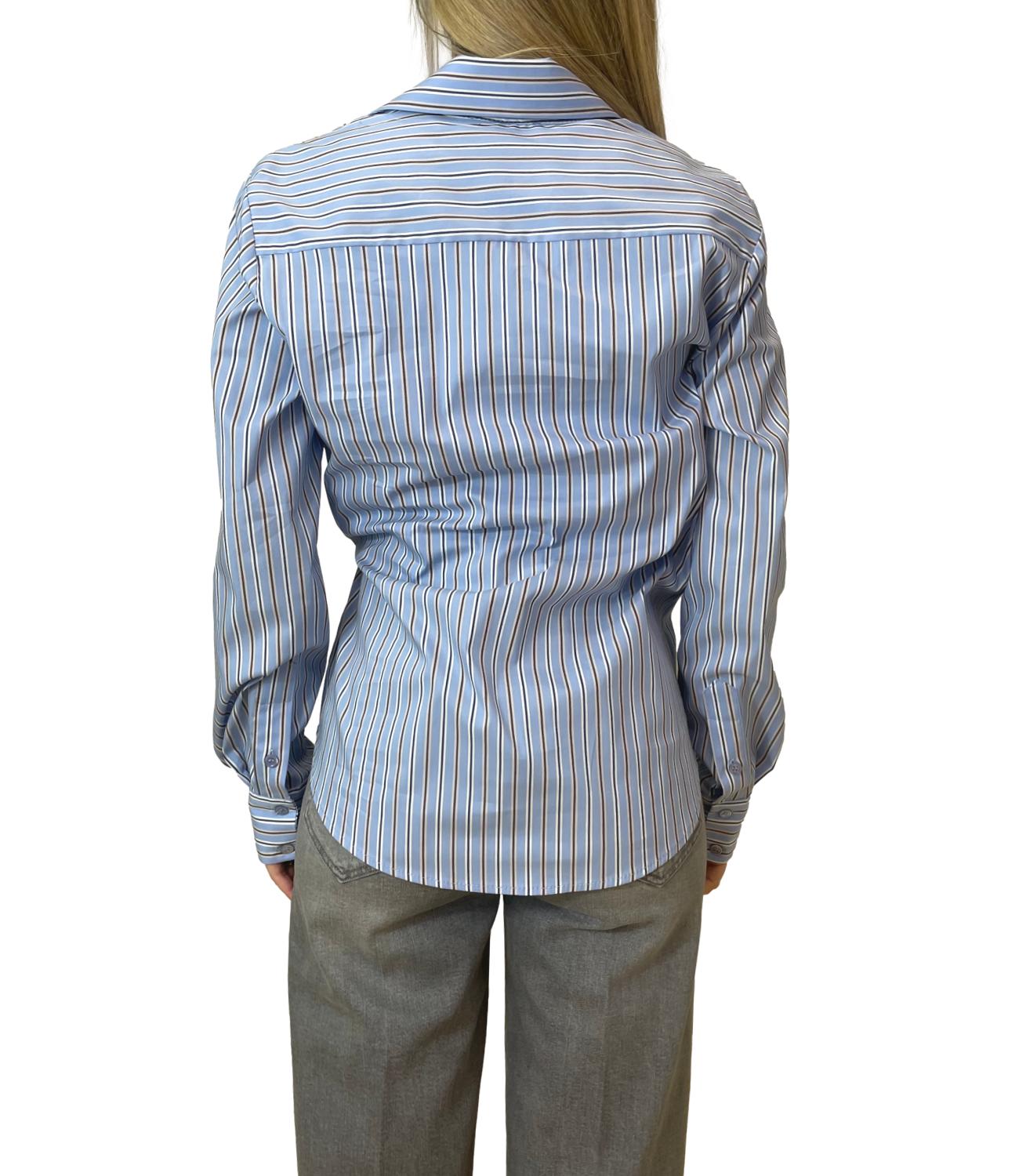 Vicolo Top Celeste Rigato Donna