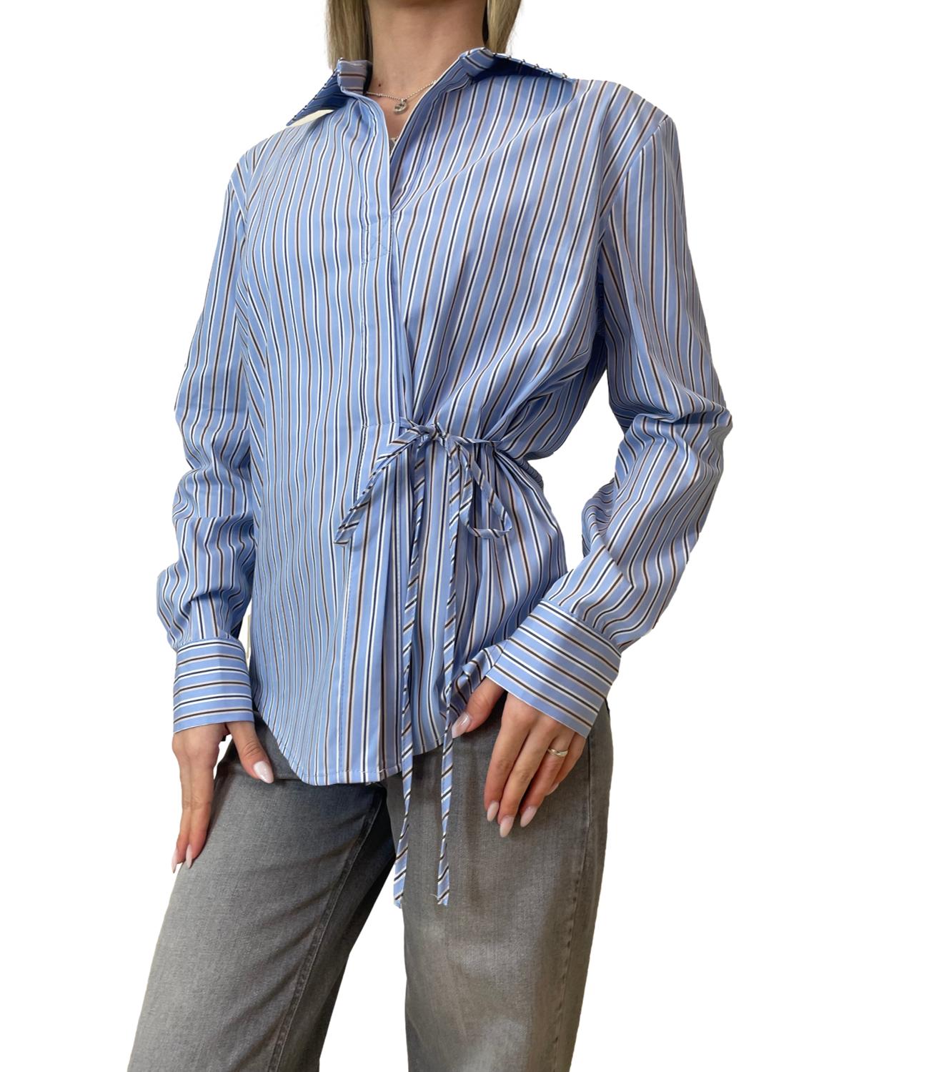 Vicolo Top Celeste Rigato Donna