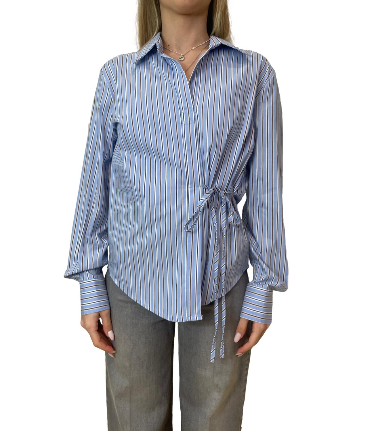 Vicolo Top Celeste Rigato Donna