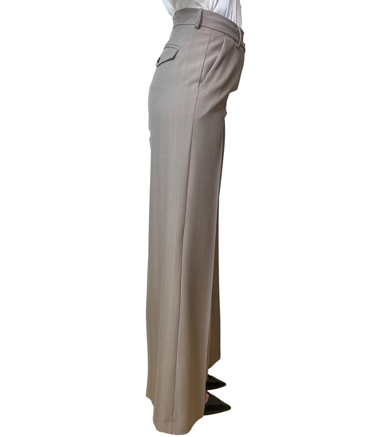 Vicolo Pantalone Gessato Tortora Donna