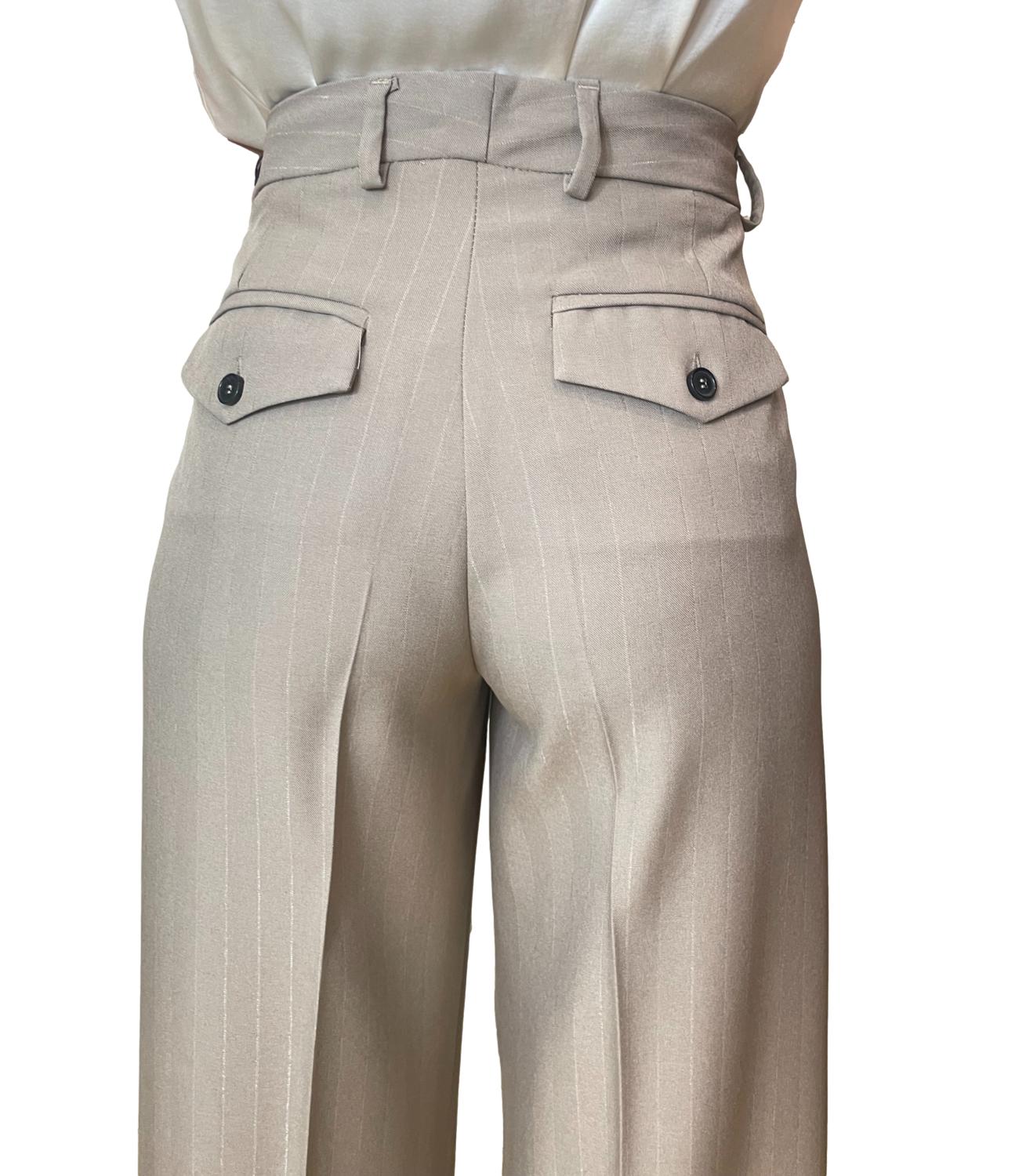 Vicolo Pantalone Gessato Tortora Donna