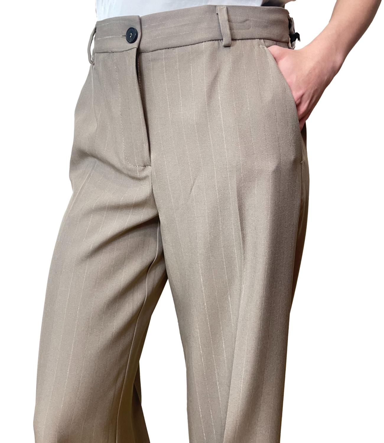 Vicolo Pantalone Gessato Tortora Donna