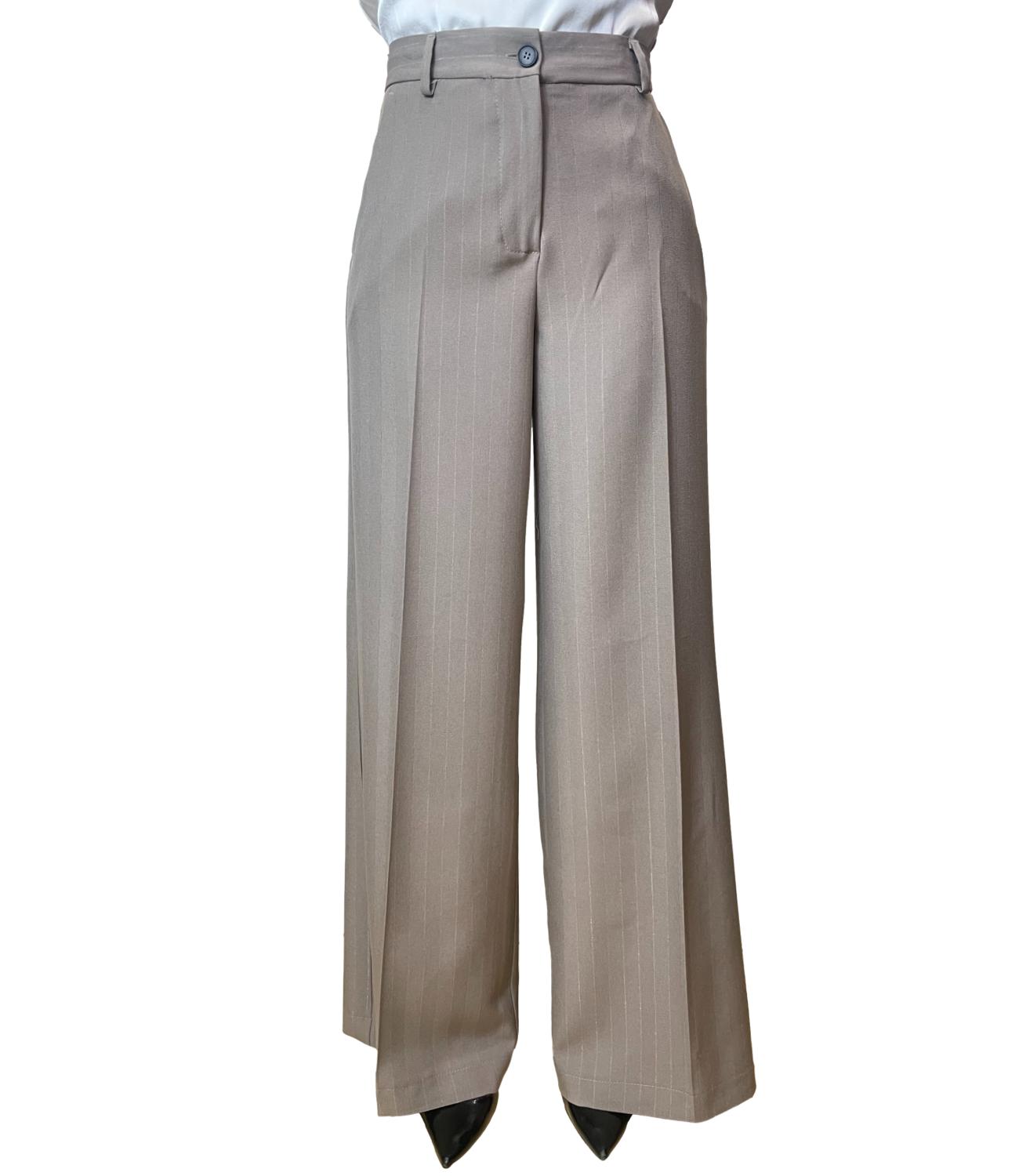 Vicolo Pantalone Gessato Tortora Donna