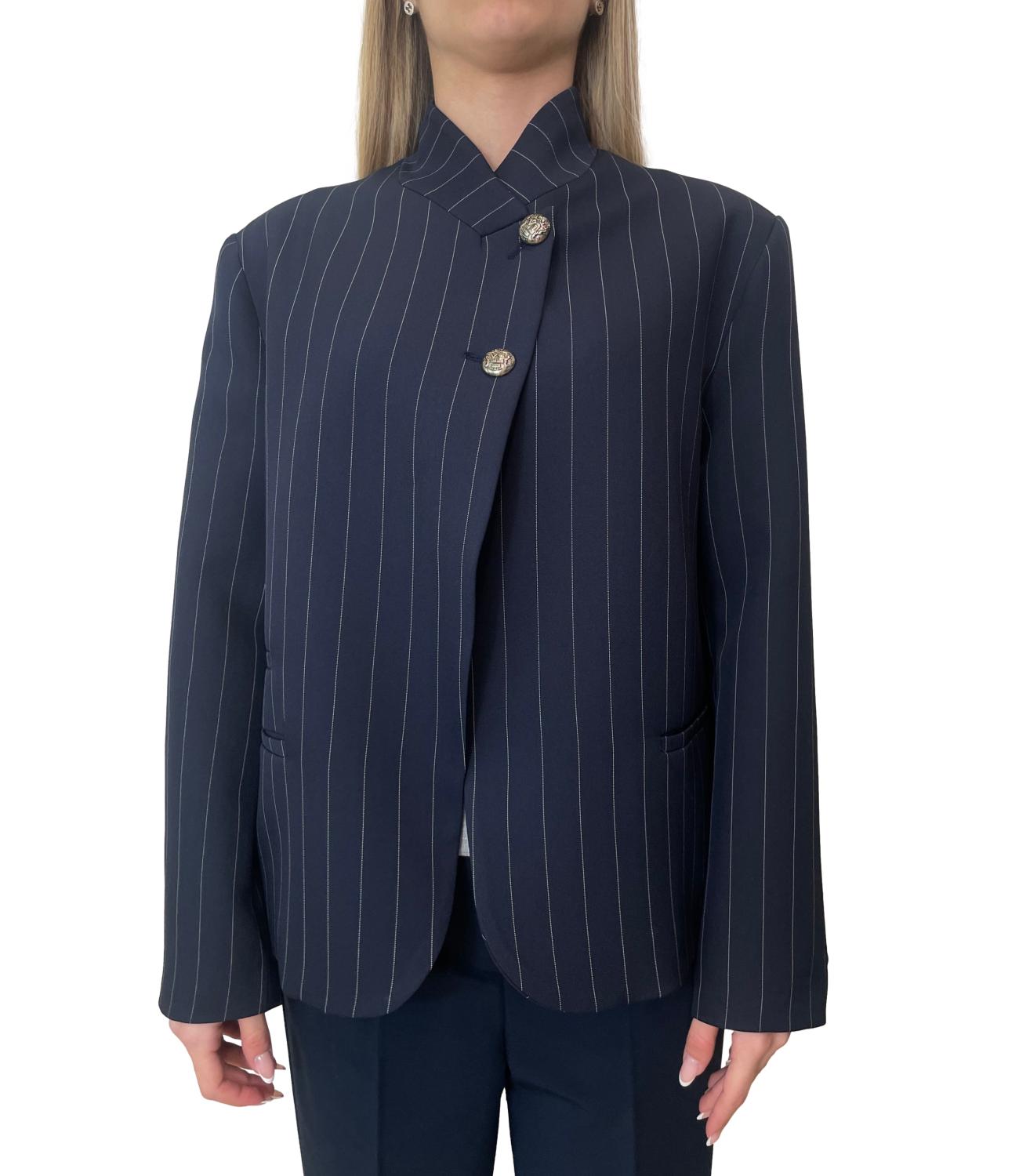 Vicolo Giacca Gessata Blu Donna