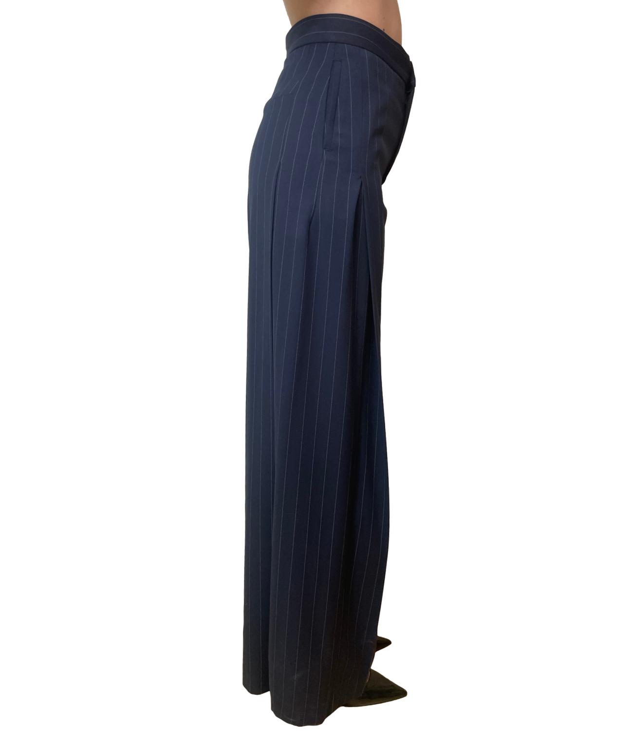 Vicolo Pantalone Gessato Blu Donna