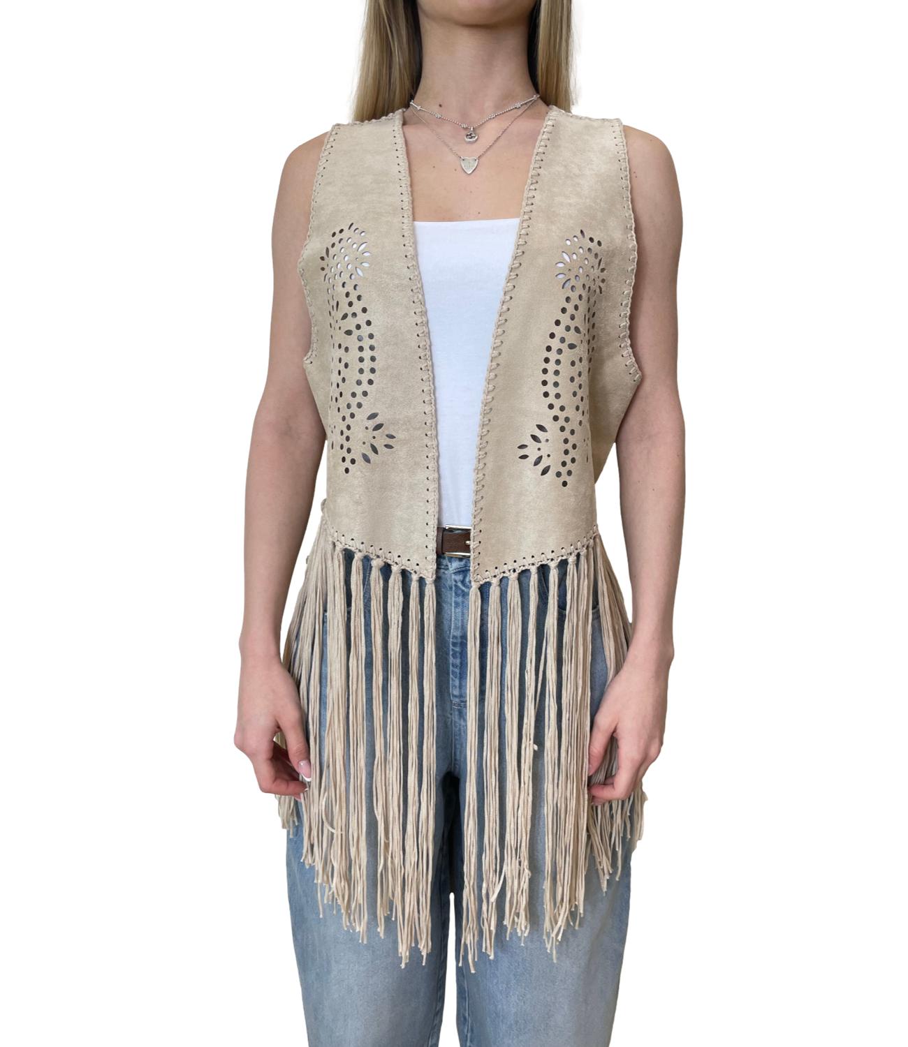 Vicolo Giacca Frange Panna Donna