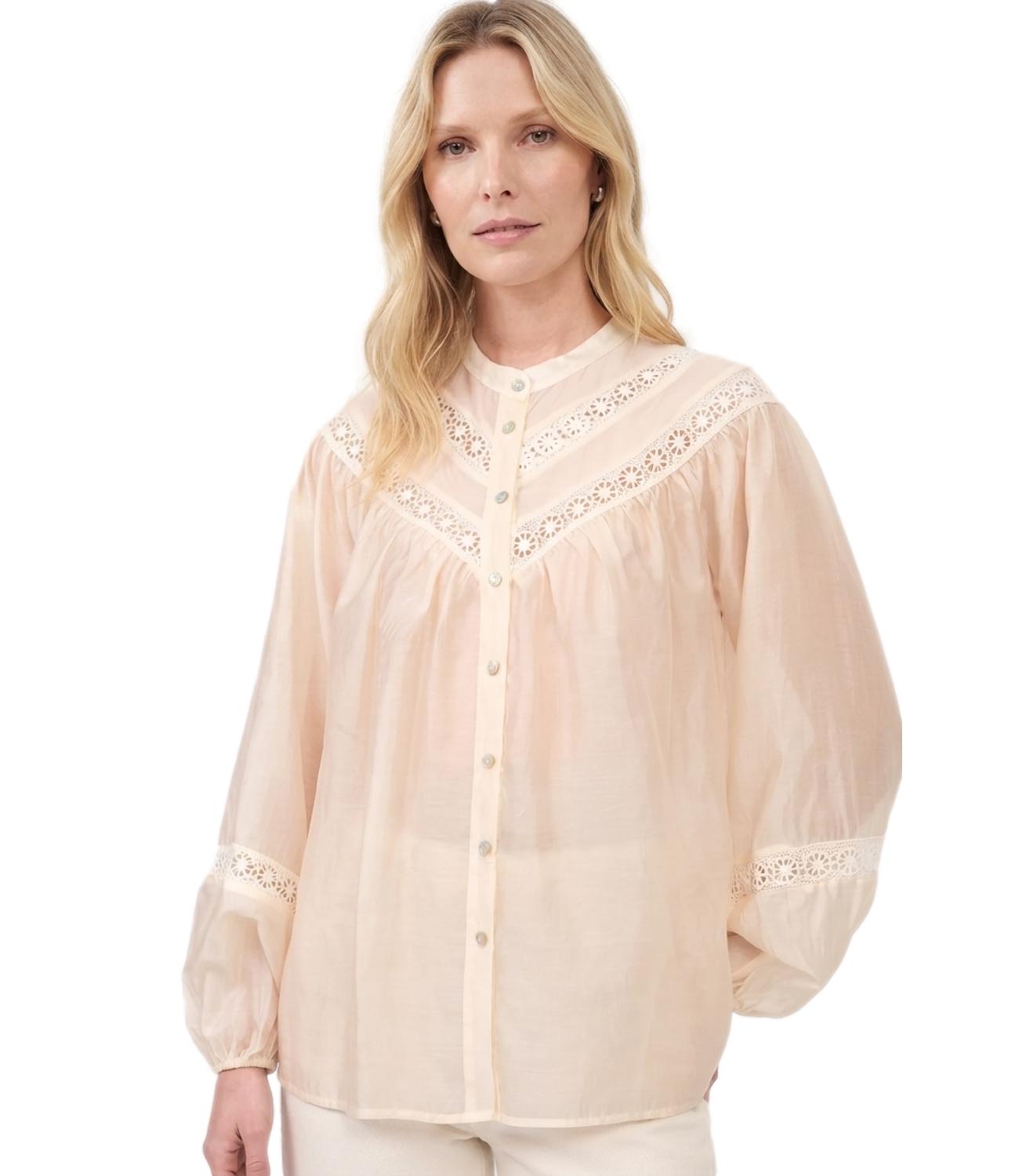 Vicolo Camicia Ricamata Beige Donna