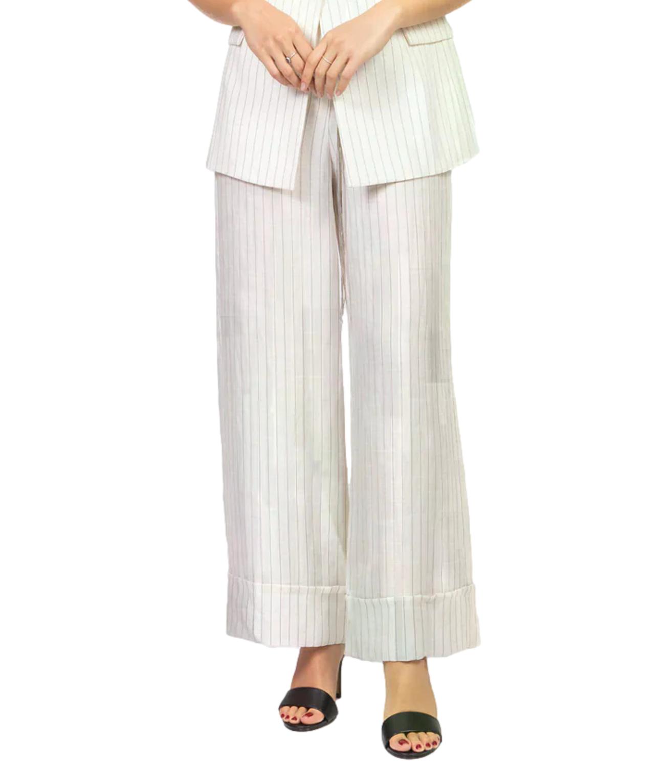 Vicolo Pantalone Panna Gessato Donna