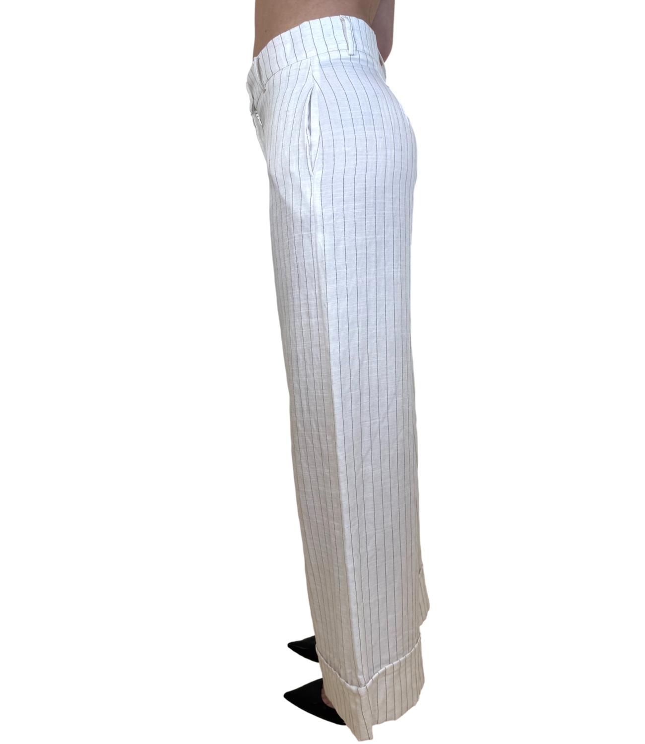 Vicolo Pantalone Panna Gessato Donna