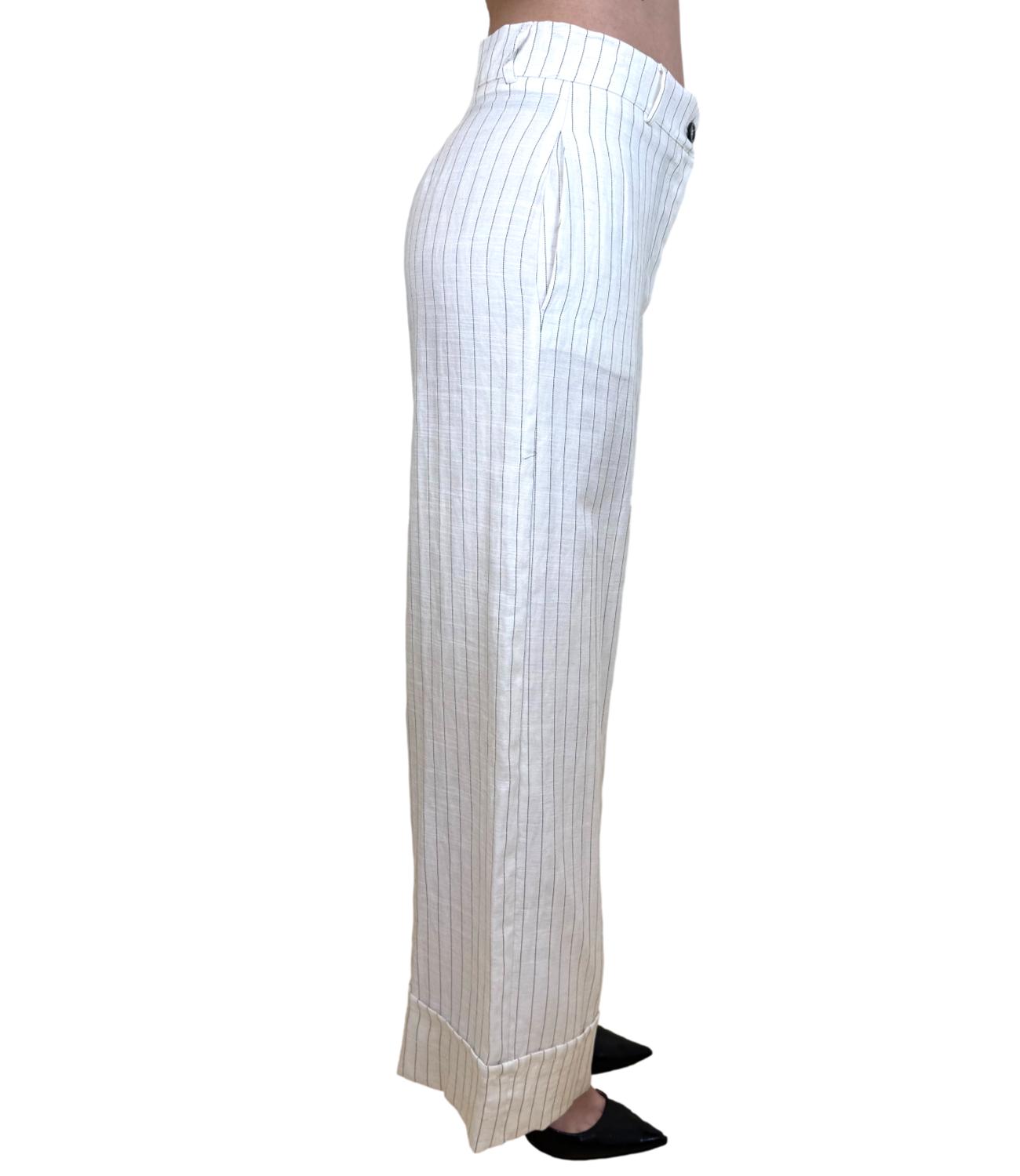 Vicolo Pantalone Panna Gessato Donna