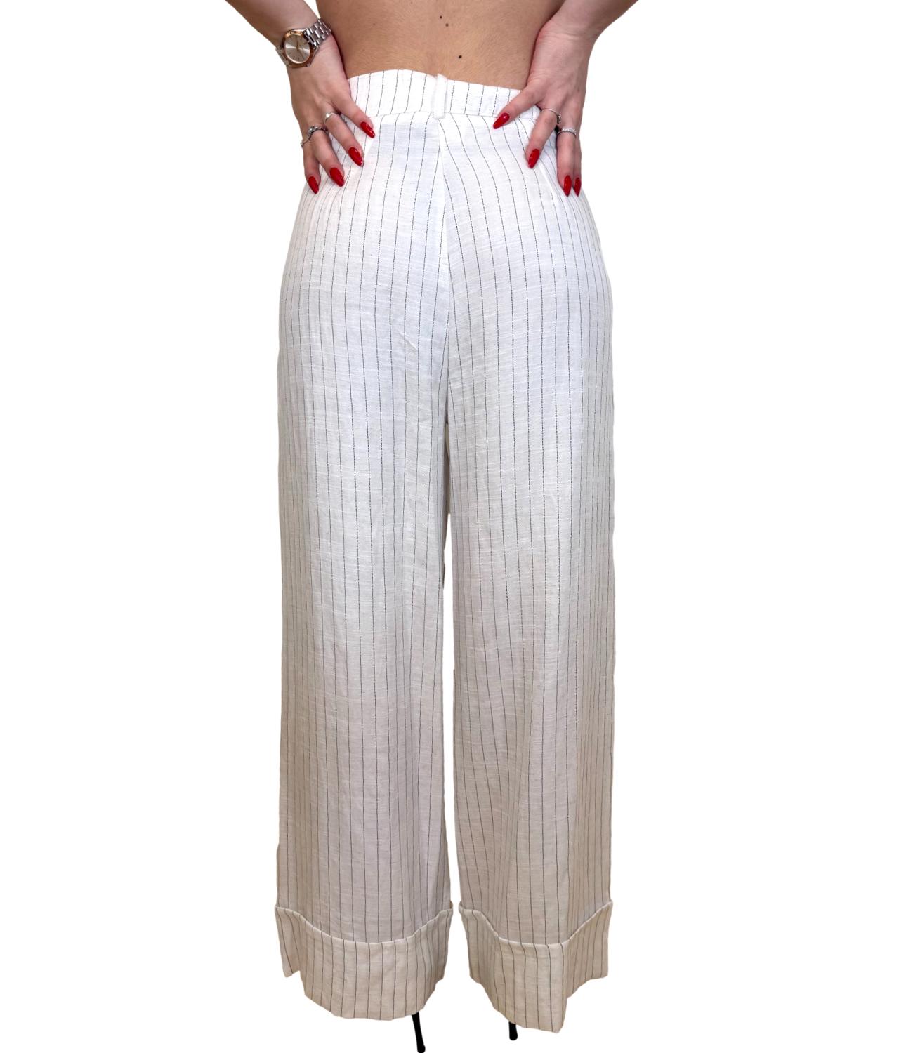 Vicolo Pantalone Panna Gessato Donna