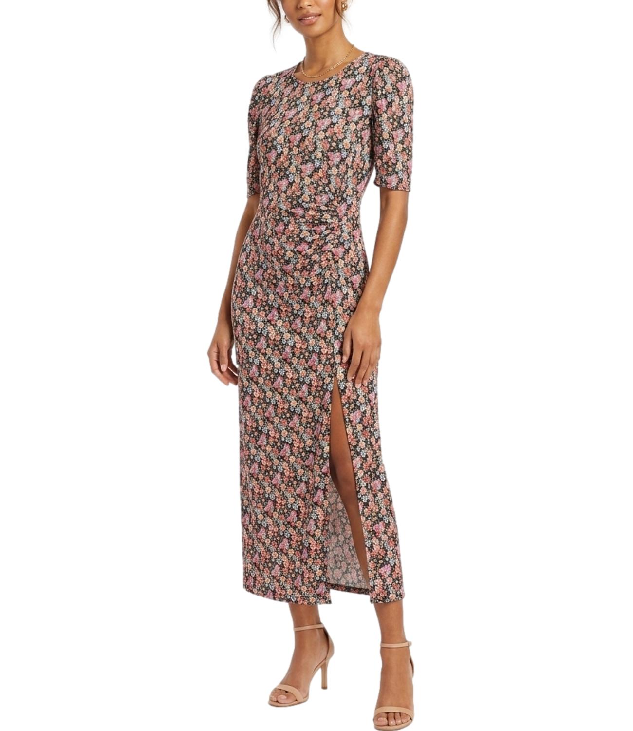 Vicolo Abito Floreale Nero Donna