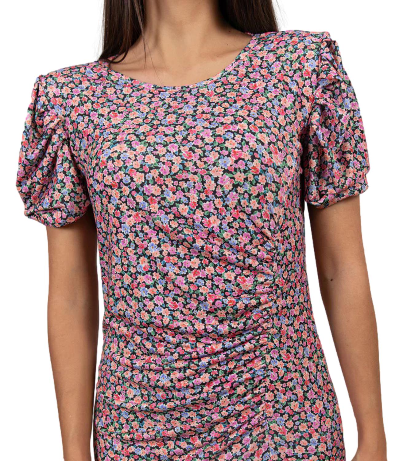 Vicolo Abito Floreale Nero Donna