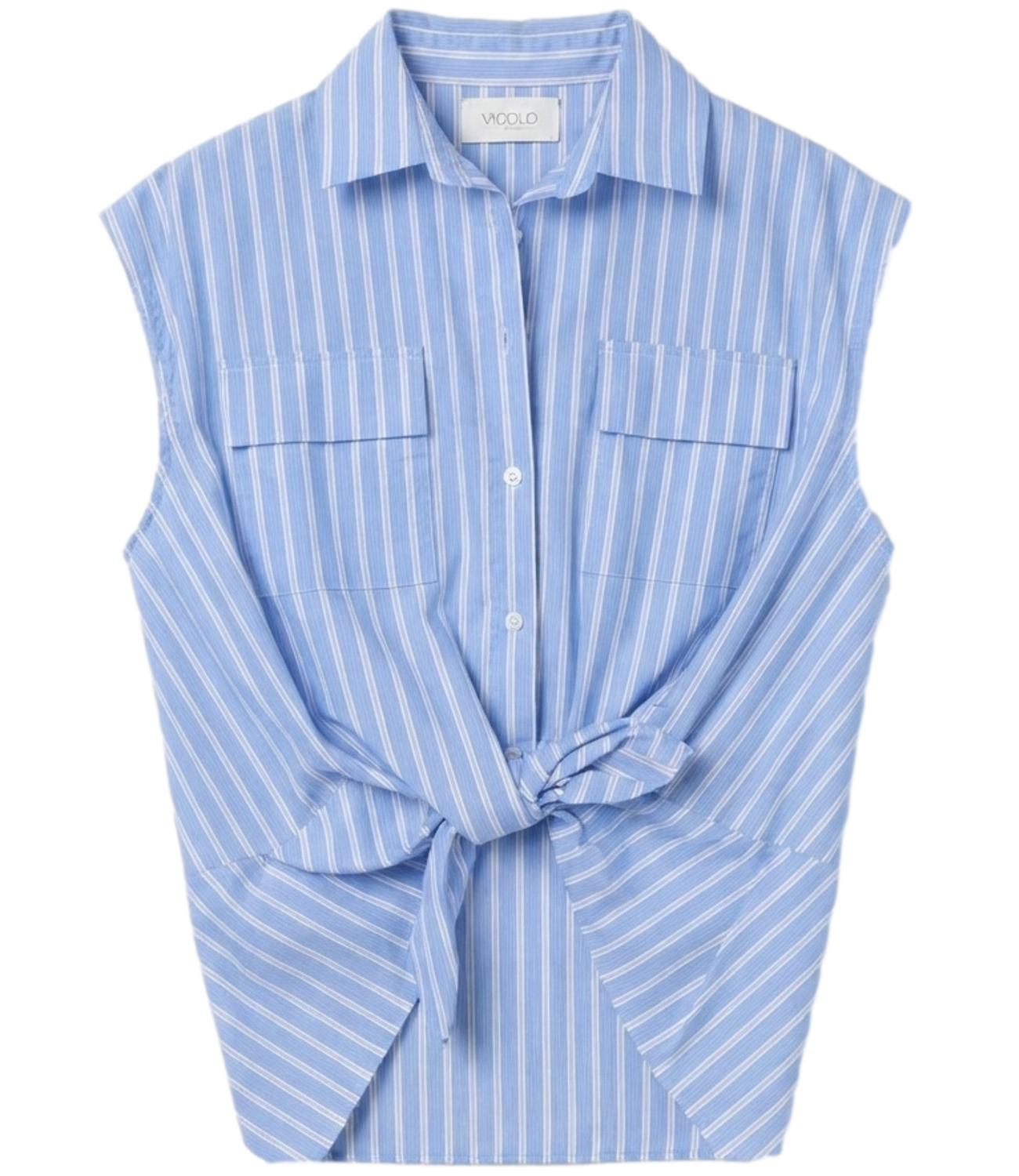Vicolo Top Camicia Celeste Donna