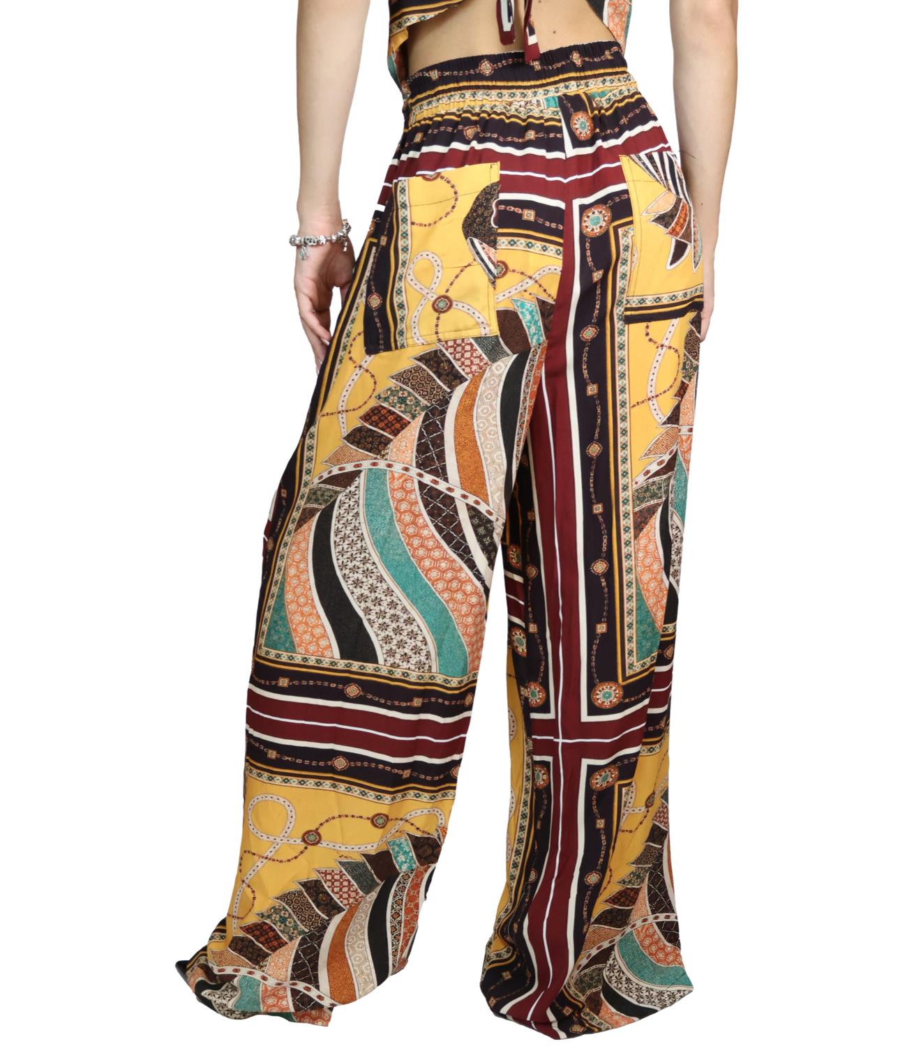 Vicolo Pantalone Fantasia Senape Donna