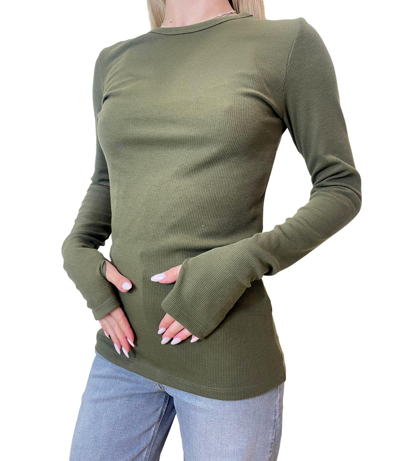Vicolo Top C/Manicotti Verde Donna