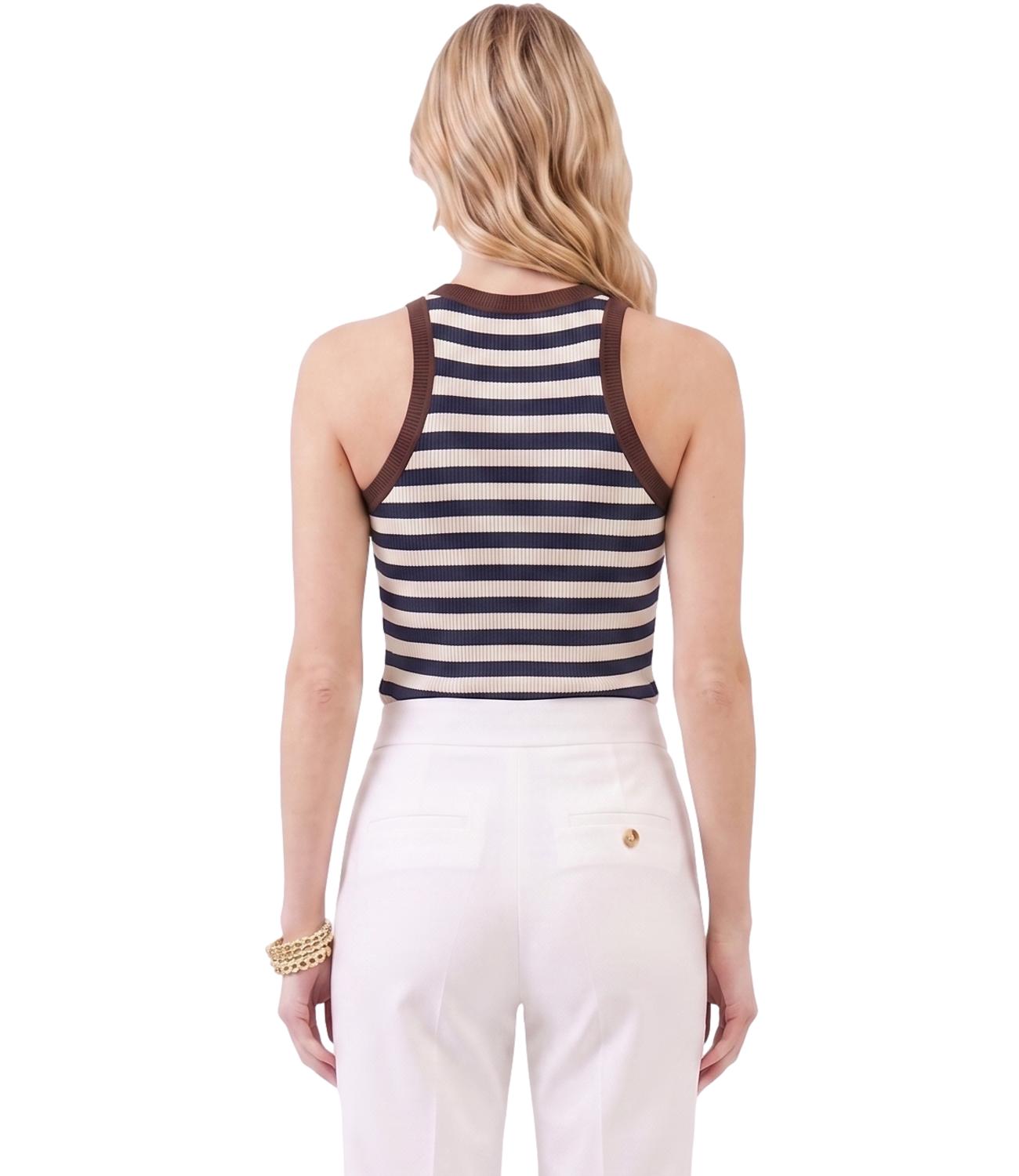 Vicolo Top Riga Blu/MarroneDonna