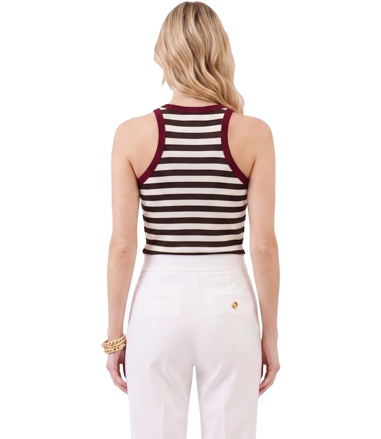 Vicolo Top Riga Marrone/Bordeaux Donna