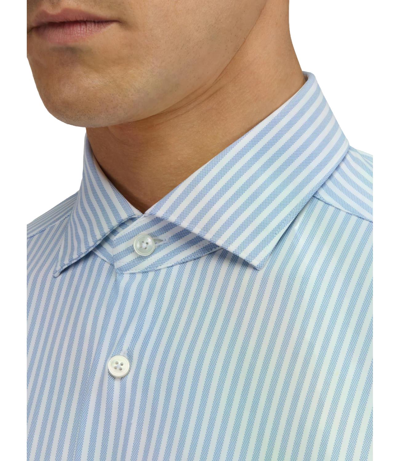 Camicia XACUS Twill a riga bianca celeste Active