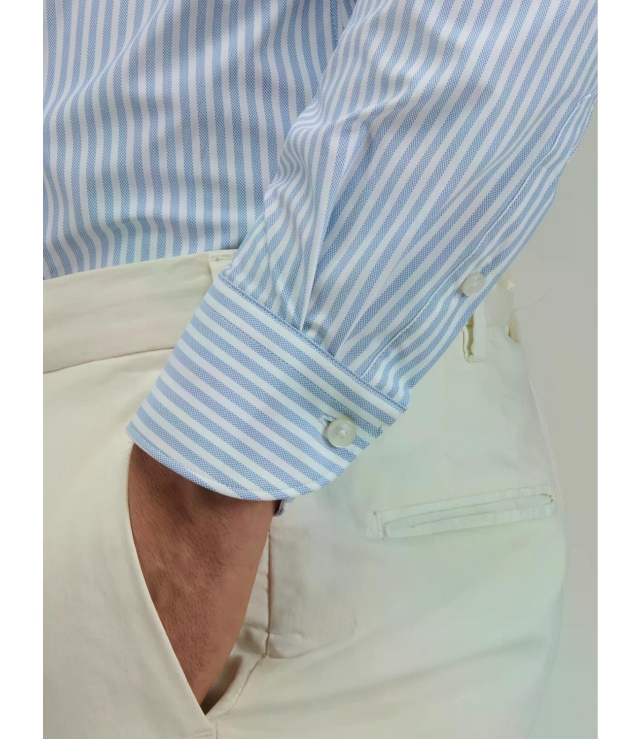Camicia XACUS Twill a riga bianca celeste Active