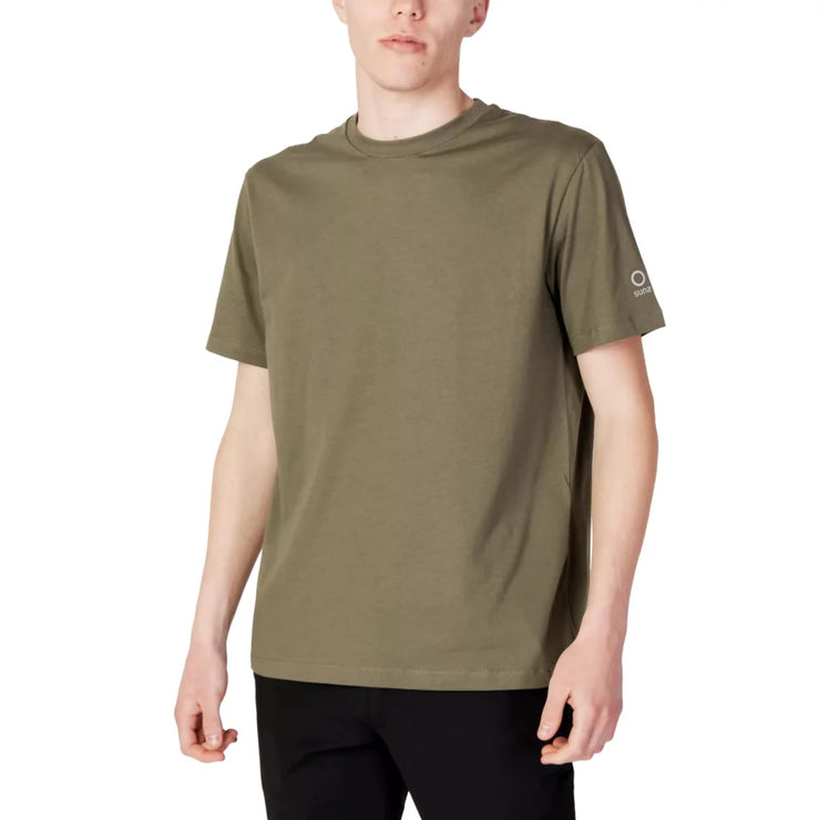 T-shirt PAOLO basic uomo verde oliva con logo sulla manica -