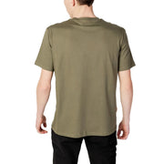 T-shirt PAOLO basic uomo verde oliva con logo sulla manica -