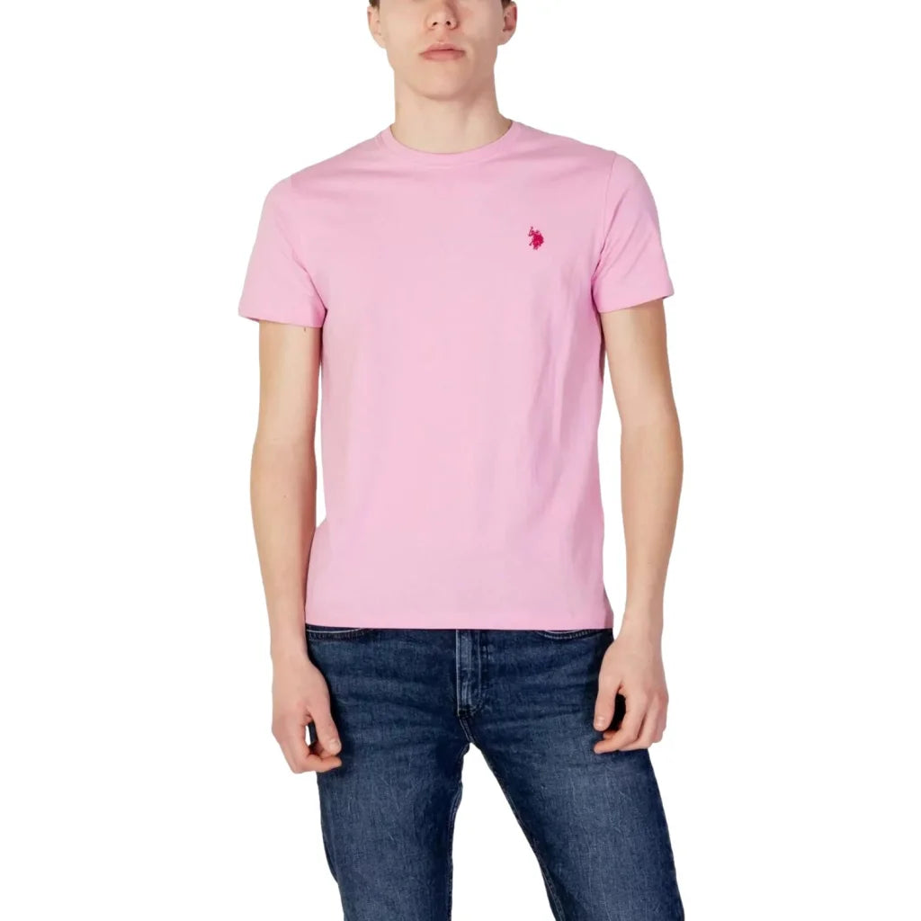 T-shirt U.S. POLO ASSN uomo in cotone color rosa - T-shirt