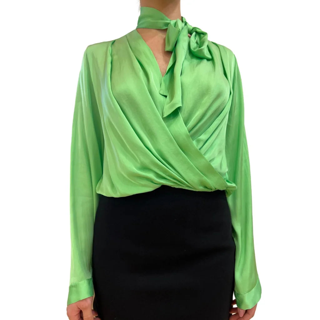 VICOLO Camicia incrociata verde acido donna - Top