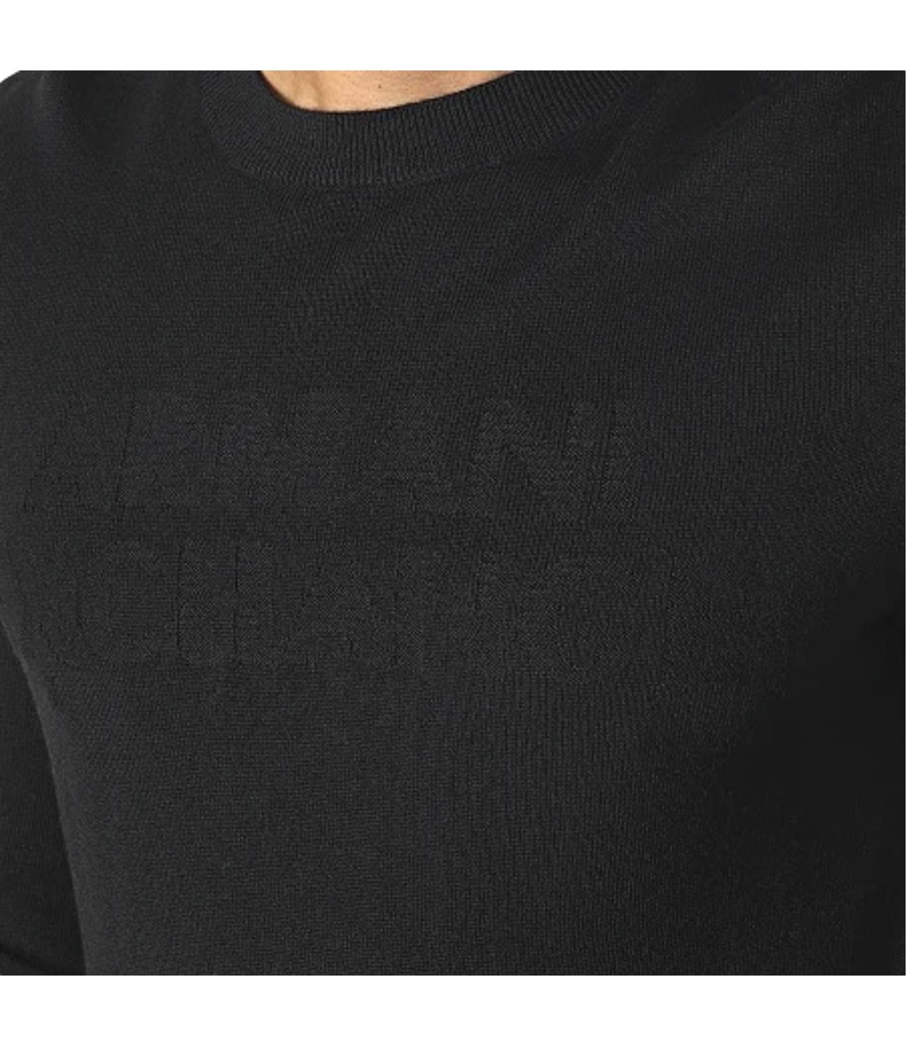 Pullover Armani Exchange rasato uomo nero con logo in rilievo