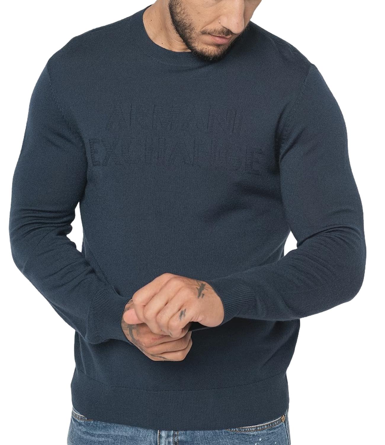 Pullover Armani Exchange rasato uomo blu navy chiaro