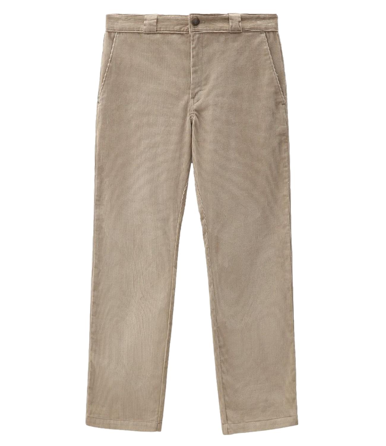 Pantalone beige da uomo in velluto a coste larghe