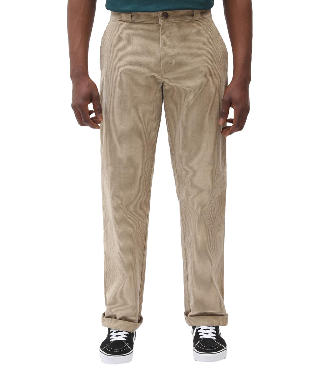 Pantalone beige da uomo in velluto a coste larghe