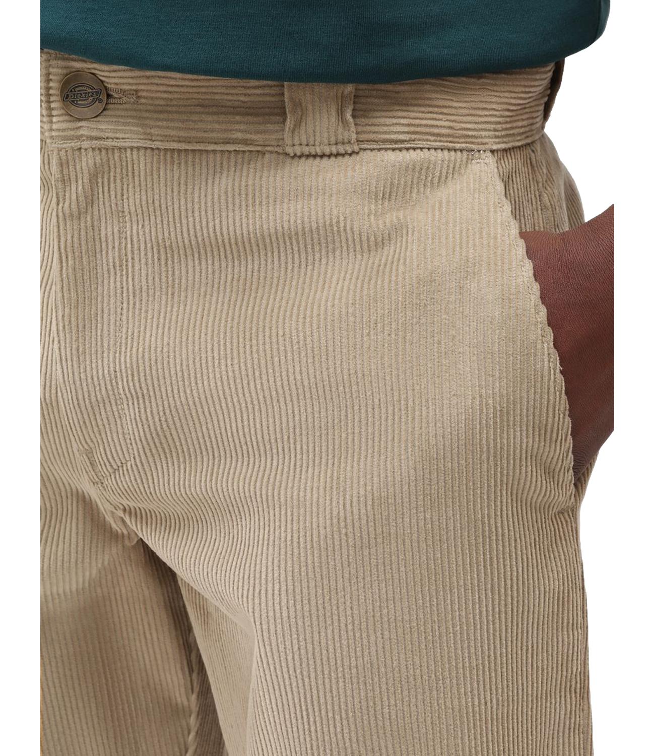 Pantalone beige da uomo in velluto a coste larghe