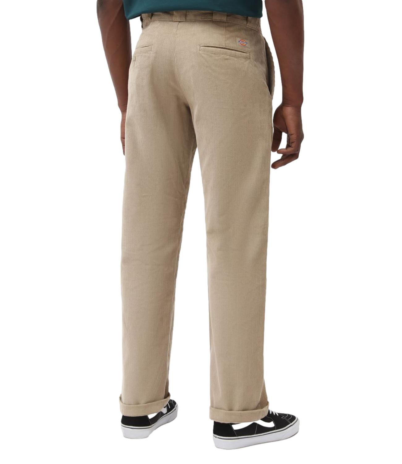 Pantalone beige da uomo in velluto a coste larghe