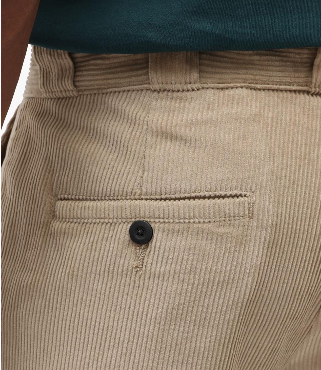 Pantalone beige da uomo in velluto a coste larghe